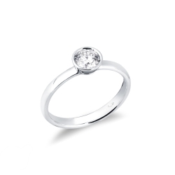 Solitario a castone in oro bianco 18k con Diamante ct. 0,50