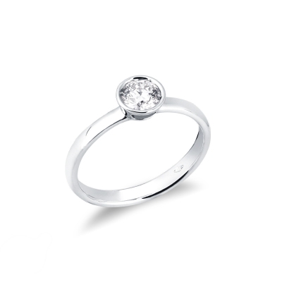 Solitario a castone in oro bianco 18k con Diamante ct. 0,50