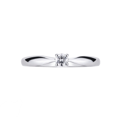 Solitario Anello Prezioso in oro bianco diamante 0.15 ct 