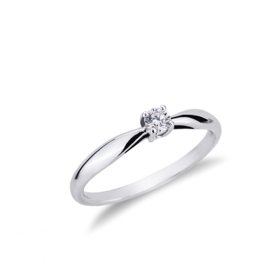 Solitario Anello Prezioso in oro bianco diamante 0.15 ct 
