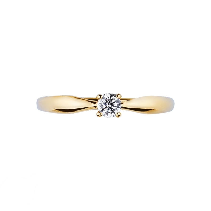 Yellow gold 18k 4 claw solitaire diamond ring 0,20ct