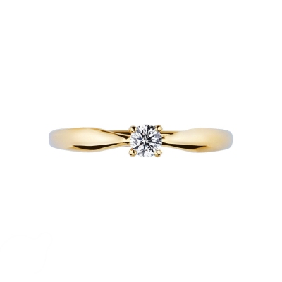 Yellow gold 18k 4 claw solitaire diamond ring 0,20ct