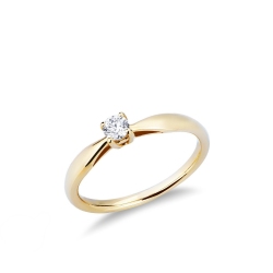 Yellow gold 18k 4 claw solitaire diamond ring 0,20ct