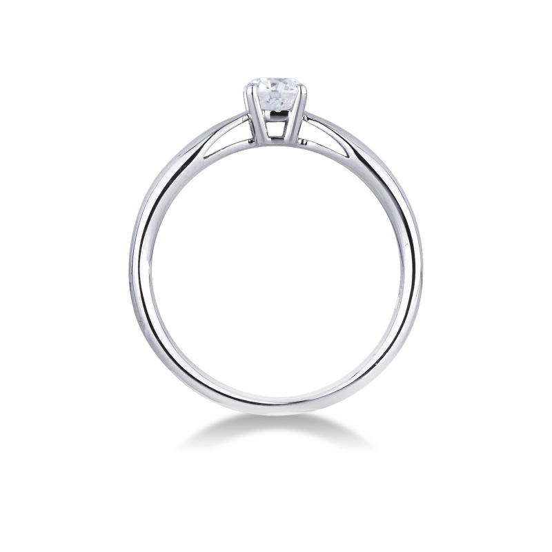 Anello Solitario griffe a 4 punte in oro bianco 18k con Diamante ct. 0,40