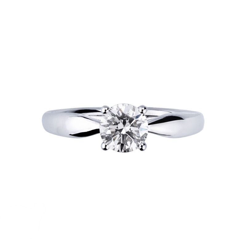 Solitario Anello Prezioso 0.90 ct oro bianco 18k