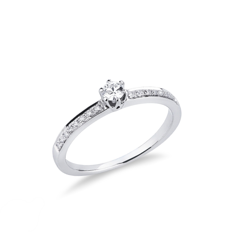  Anello solitario Incanto con diamante 0.10 ct oro bianco 