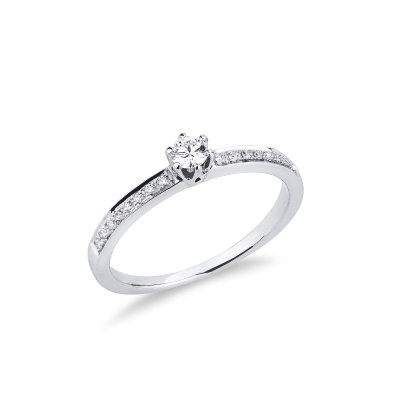  Anello solitario Incanto con diamante 0.10 ct oro bianco 