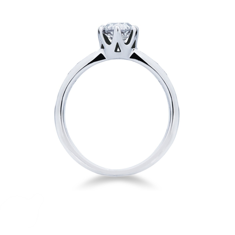 Solitario griffe a 6 punte in oro bianco 18k con Diamante centrale di 0.80 ct