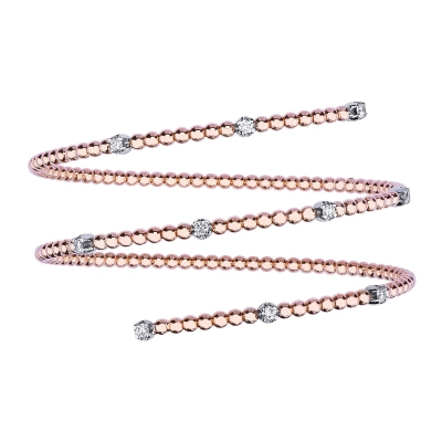 18k rose and white bracelet with spheres and diamonds