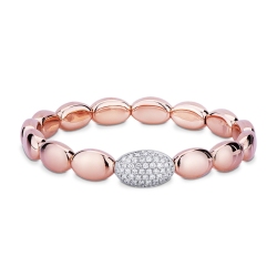 18k white and rose gold elastic spring bracelet with diamonds