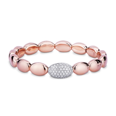 18k white and rose gold elastic spring bracelet with diamonds
