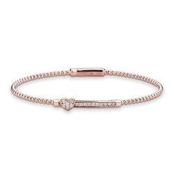 18k rose gold rigid spheres bracelet with bars and heart with diamonds
