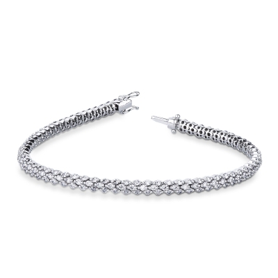 Fancy elegant tennis bracelet in 18k white gold with diamonds