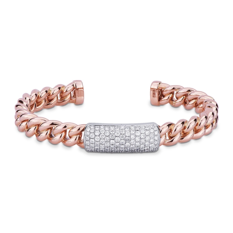 18k rose gold semirigid bracelet with diamonds