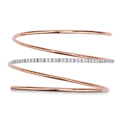 18k rose gold spiral bracelet with diamonds and emeralds