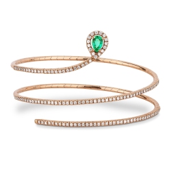 18k rose gold spring bracelet with diamonds and emeralds