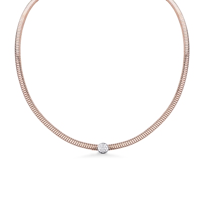 White and rose gold choker necklace with diamonds