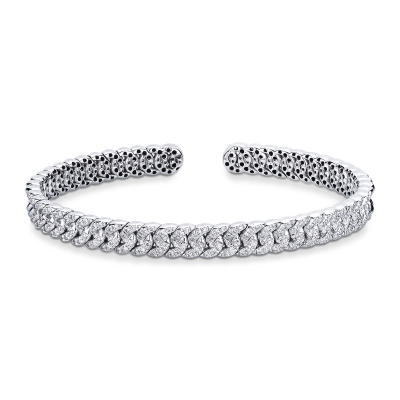 Spring groumette bracelet in white gold 18k with diamonds