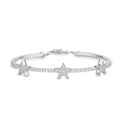 Diamond star bracelet in white gold
