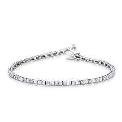 Bracciale tennis in oro bianco 18k alternato in diamanti