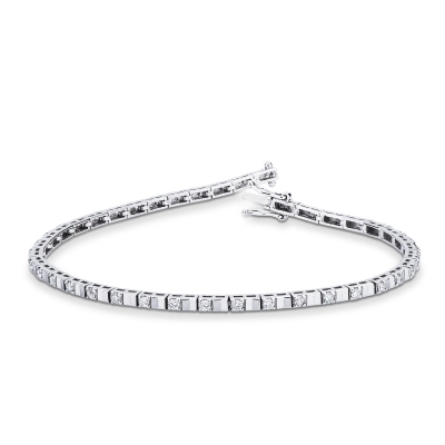 Bracciale tennis in oro bianco 18k alternato in diamanti