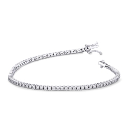 Bracciale Tennis filo in oro Bianco 18k con Diamanti