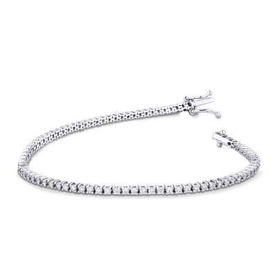 Bracciale Tennis filo in oro Bianco 18k con Diamanti