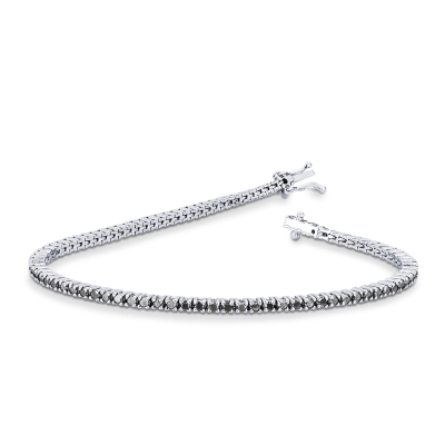 Tennis bracelet in white gold 18k with black diamonds