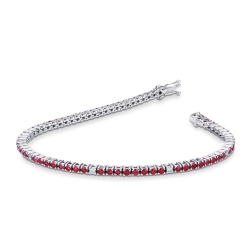 Wire style tennis bracelet with diamonds and rubies