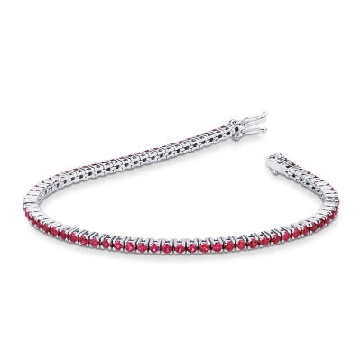 Wire top tennis bracelet with rubies