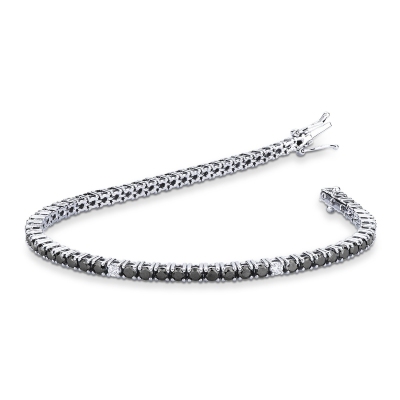 Elegant tennis bracelet with black and white diamonds