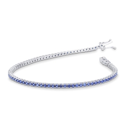 Bracciale Tennis filo in oro Bianco 18k con Zaffiri Blu