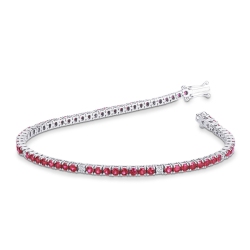 Wire style tennis bracelet with rubies and diamonds