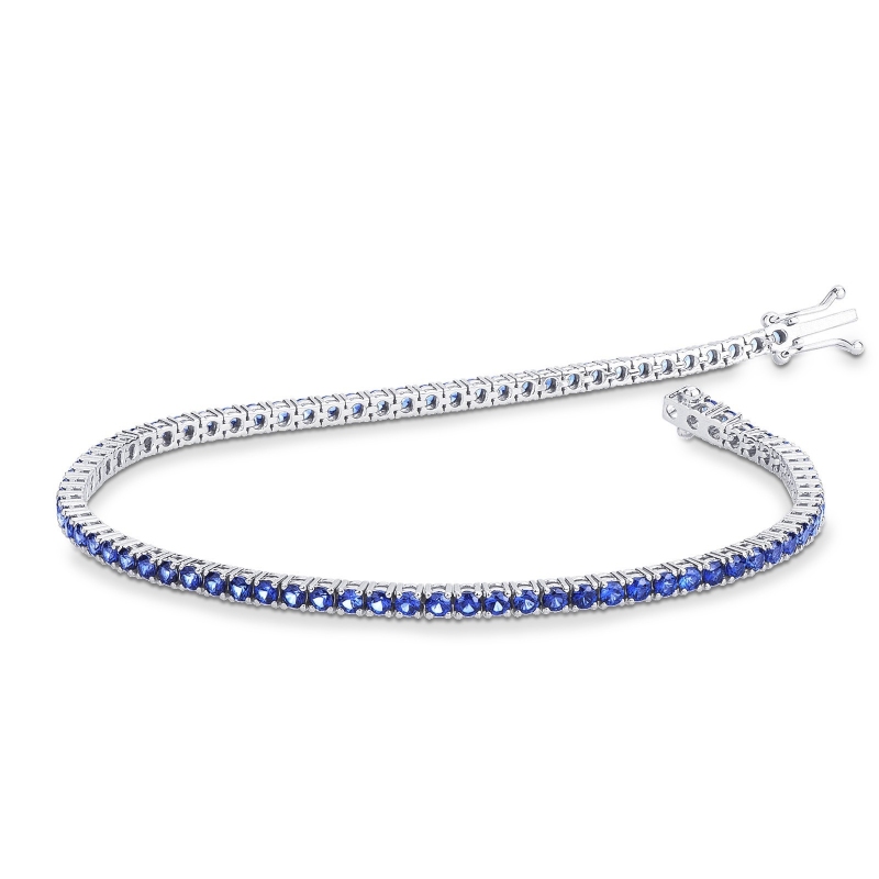 Hanie Bracciale Tennis Donna Cristalli Verdi - Placcato Oro Bianco 18k - Regalo Ideale