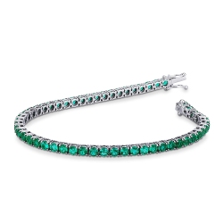 Bracciale Tennis in oro Bianco 18k con Smeraldi