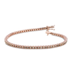 Bracciale Tennis in oro Rosa 18k con diamanti Brown