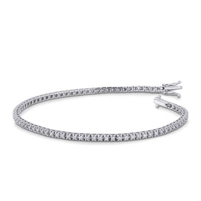Bracciale Tennis  a griffe in oro Bianco 18k con diamanti