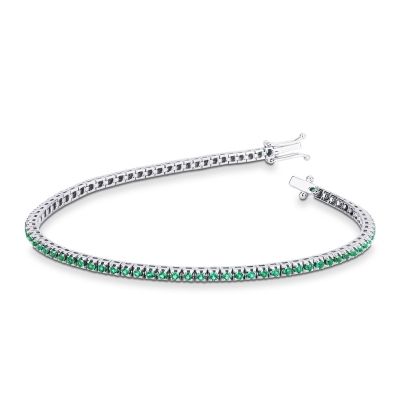 18k white gold Tennis bracelet with emeralds