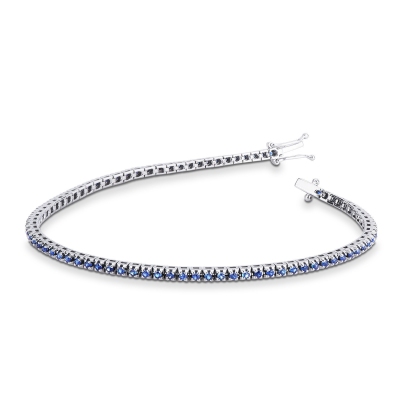 Tennis bracelet in white gold 18k with blue sapphires 