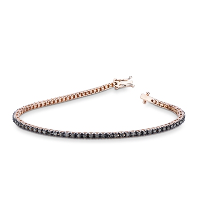 Tennis bracelet in 18k rose gold with black diamonds 