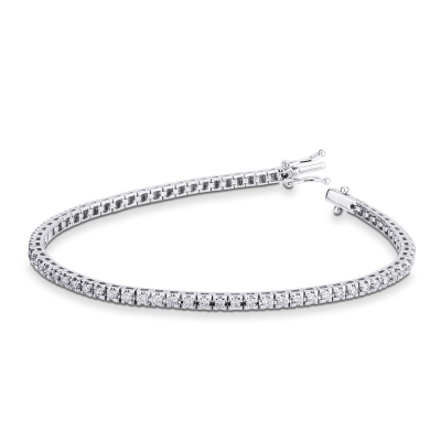 Bracciale Tennis griffe in oro Bianco 18k con diamanti