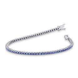 Tennis bracelet in white gold 18k with blue sapphires