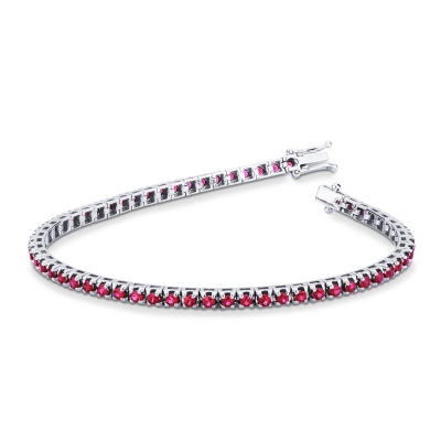 Pyramid top style ruby tennis bracelet