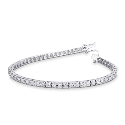 Bracciale Tennis lineare a piramide in oro Bianco 18k con diamanti