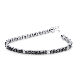Pyramid top tennis bracelet with black and white round cut diamonds