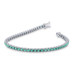 Pyramid links tennis bracelet with emeralds