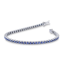 Bracciale Tennis piramide in oro Bianco 18k con Zaffiri Blu