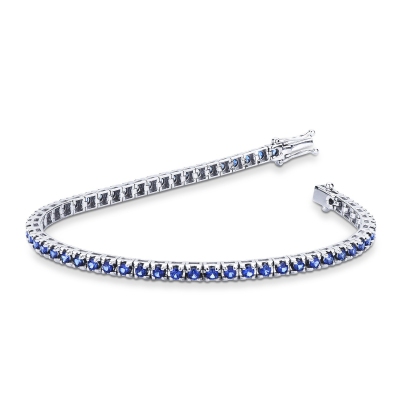 Bracciale Tennis piramide in oro Bianco 18k con Zaffiri Blu