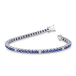 Wire blue sapphire and diamonds tennis bracelet