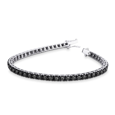 Burnished top tennis bracelet with black diamonds